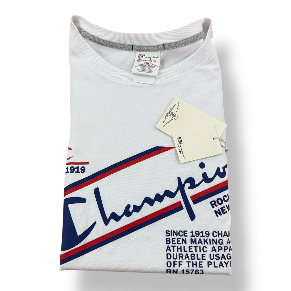 Champion White Rochester NY Graphic Cotton T-Shirt Men's‎ 2XL Short Sleeve NWT - Picture 1 of 9
